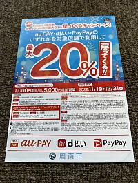 PayPay 周南市　キャンペーン　20%ポイント還元